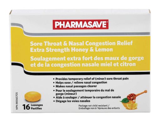 Picture of PHARMASAVE SORE THROAT LOZENGES - EXTRA STRENGTH - HONEY LEMON 16S